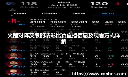 火箭对阵灰熊的精彩比赛直播信息及观看方式详解